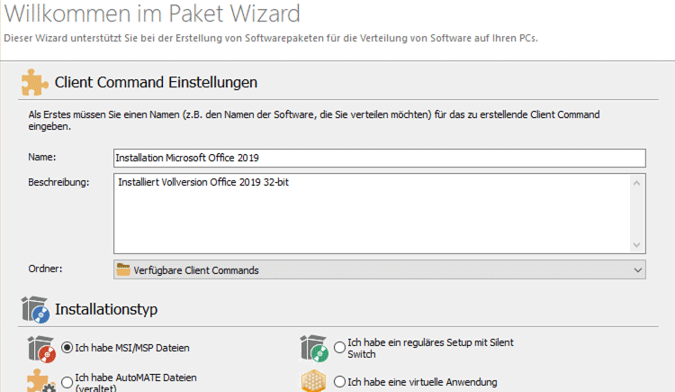 ACMP Software Deployment Paket Wizard